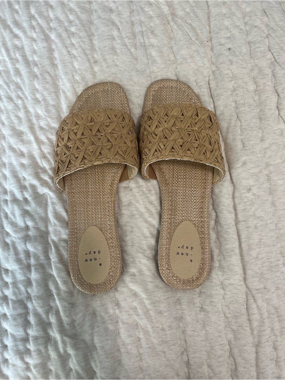 a new day Tan Woven Slide Sandals